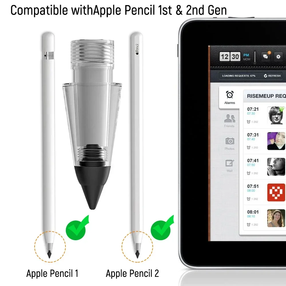 Обновленная сменная износостойкая ручка стилус наконечники перо планшета перо для Apple Pencil 1 2 USB-C iPencil запасной перо Бесшумная крышка