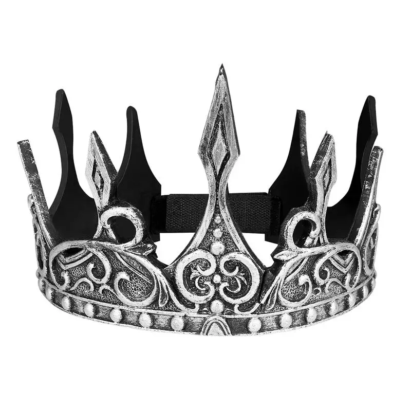 1pc Halloween Prom King Crown Men Medieval Crown Headband Soft PU Foam Mens Headdress Party Props (Random Pattern) 68cm hair accessories crown headband