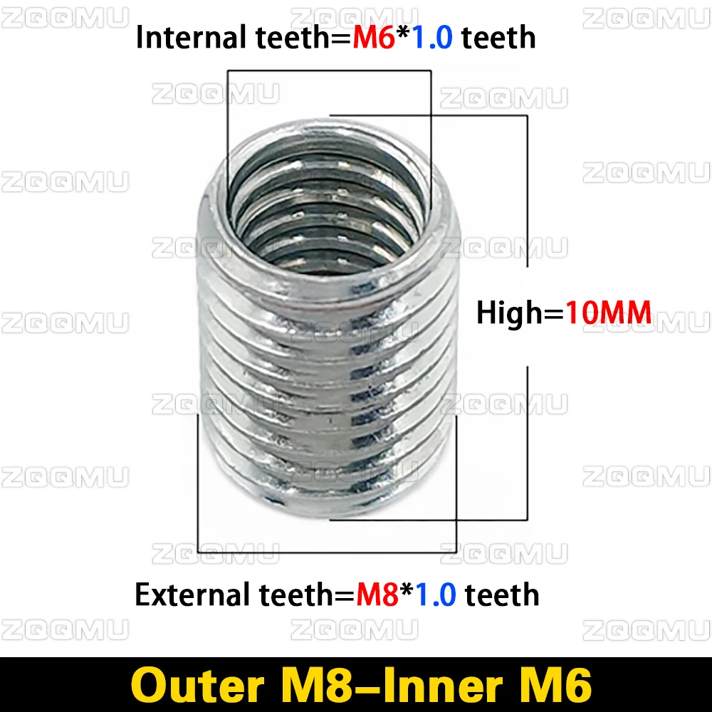 10pcs Inside Outside Thread Adapter Screw Nuts Insert Sleeve Converter Nut Coupler M4 M6 M8 M10 M12 M14 M16 304 Stainless Steel thread adapter hollow tube nut