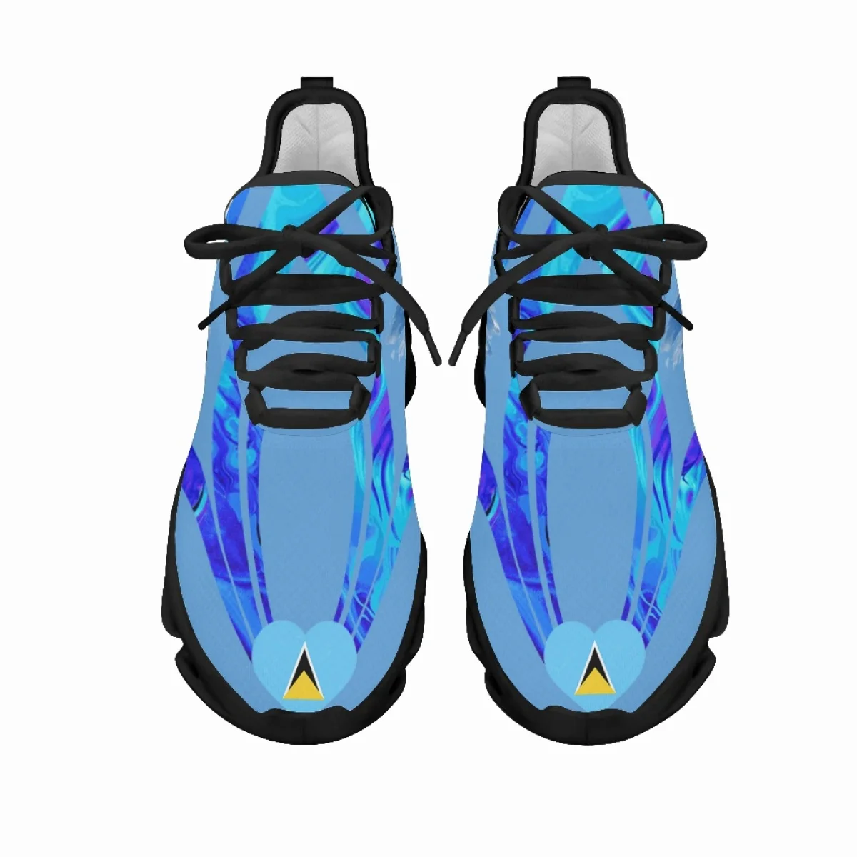 Saint Lucia Printing Women Lace Up Flat Shoes Summer Mesh Breathable Custom National Sneaker Shoes For Girls Light Flats