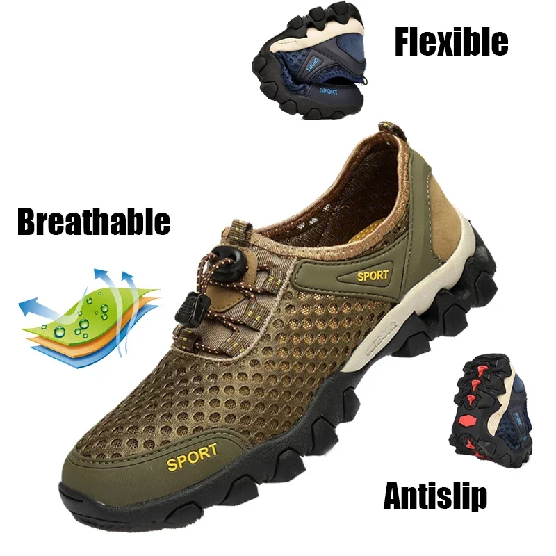 2023 New Fashion Aqua Shoes Men Non-slip Fishing Quick-drying Breathable Water Shoes Diving Walking Mesh Sport Rubber Sneakers