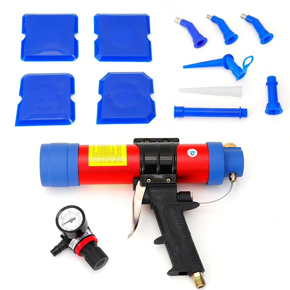 6-Bar Pneumatische Kartuschenpistole für 310ml Kartuschen - Druckluftbetriebener Silikondosierer für Bau, Glasmontage & Abdichtung – Detail 4