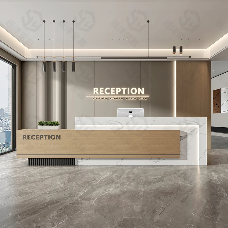 Restaurant Front Reception Desk Cashier Modern Hospital Podium Reception Desks Church Long Recepcion Mostrador Salon Furniture