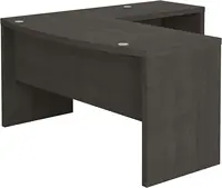 Echo L Shaped Bow Front Office Desk in Charcoal Maple, Modern Computer Table for Home or Professional Wo 1