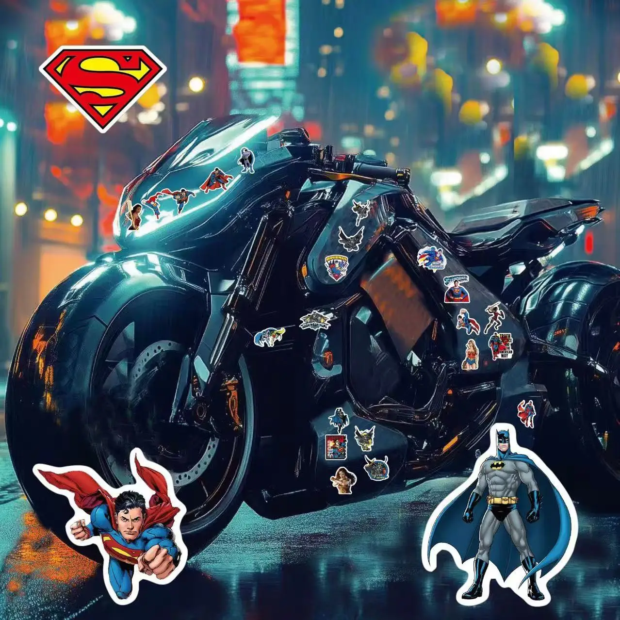 50 قطعة من ملصقات سوبرمان وباتمان - فينيل مقاوم لل...