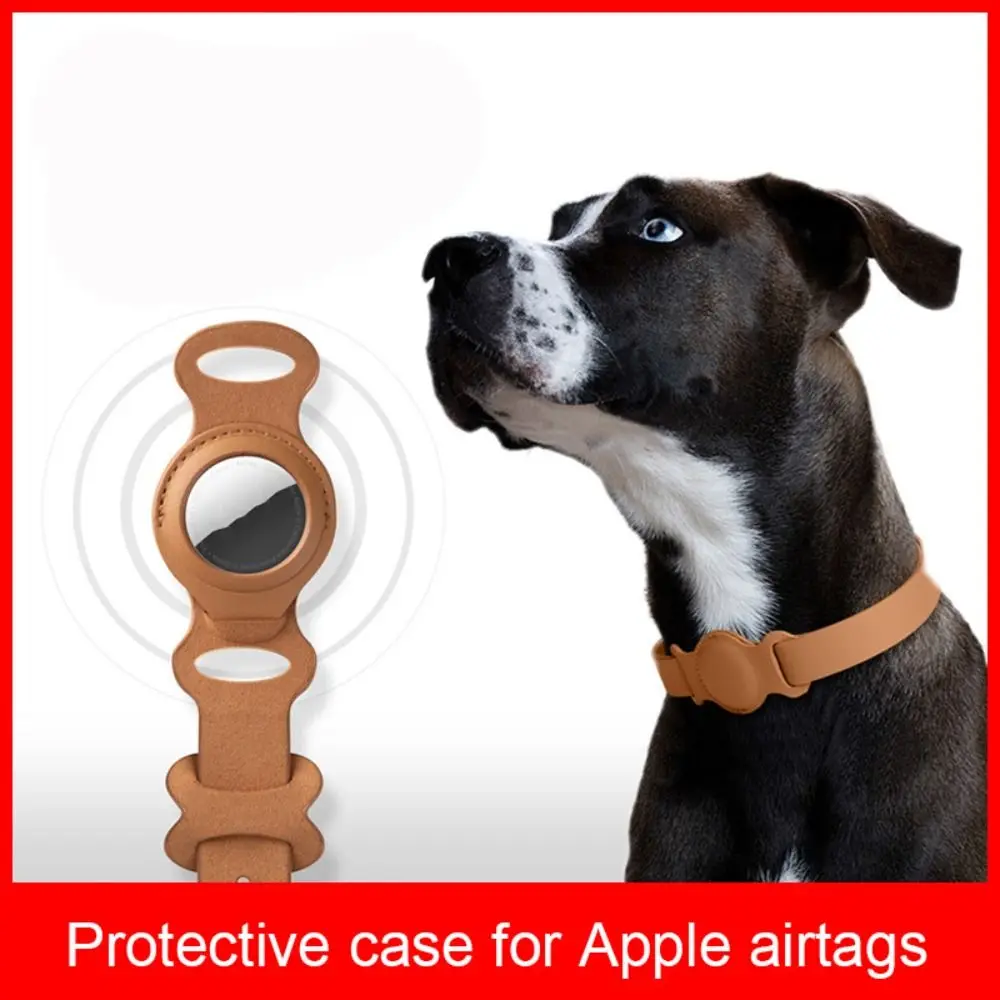 

Leather Pet Collar Holder New Location Tracker Adjustable Protective Case Anti-Lost Shockproof Pet Tracker Case for Airtag