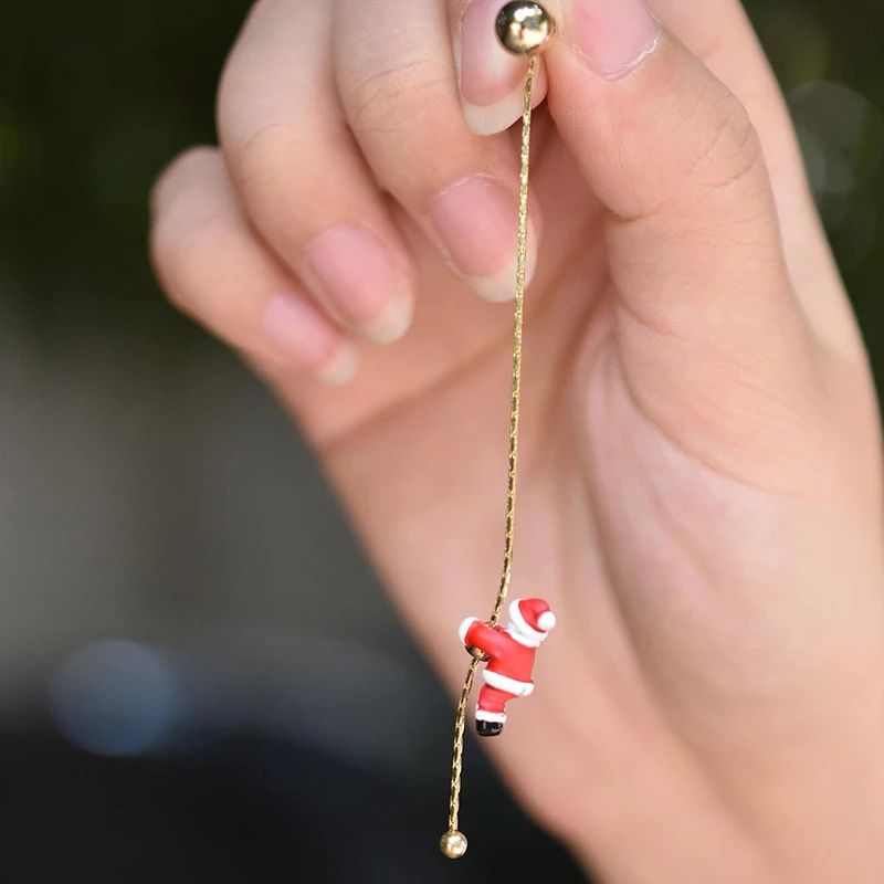 Asymmetrische lange Quasten-Ohrringe für Frauen, trendige Kletter-Weihnachtsmann-Schneeflocken-Anhänger-Ohrringe, Weihnachten, Neujahr, Schmuck, Geschenk – Detail 10
