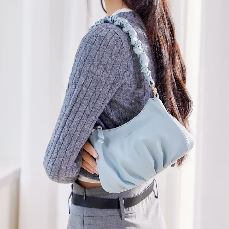 Semir Armpit Bag Women New Gentle Handbag Pleated Cloud Bag Morandi Single Shoulder and Crossbody