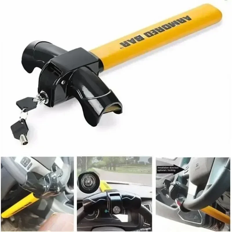 Durable Rotating T-Shaped Anti-Theft Steering Wheel Lock with Keys