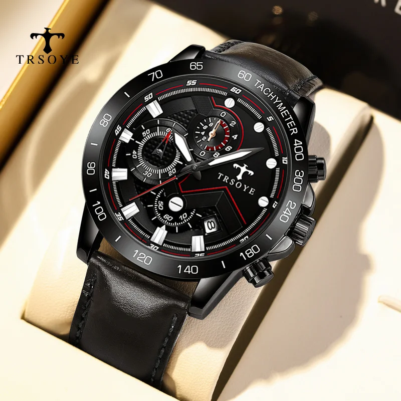 

Fashion mens watch with Quartz Movement High Quality Leather Band 30 Bar Waterproof from TRSOYE Watch Factory