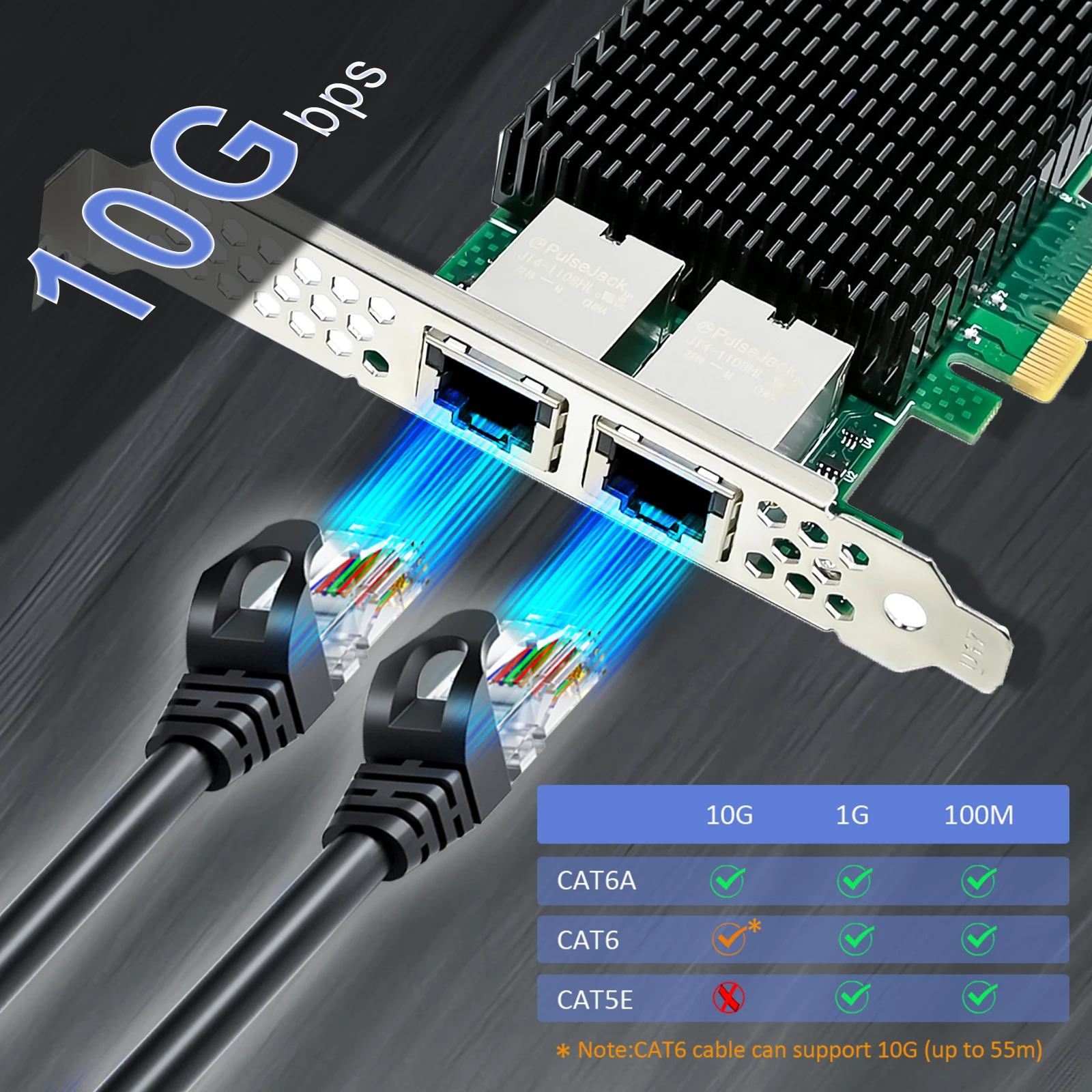 인텔 X550 컨트롤러, PCIE 3.0 X4 인터페이스를 갖춘 2포트 10G RJ45 이더넷 네트워크 카드