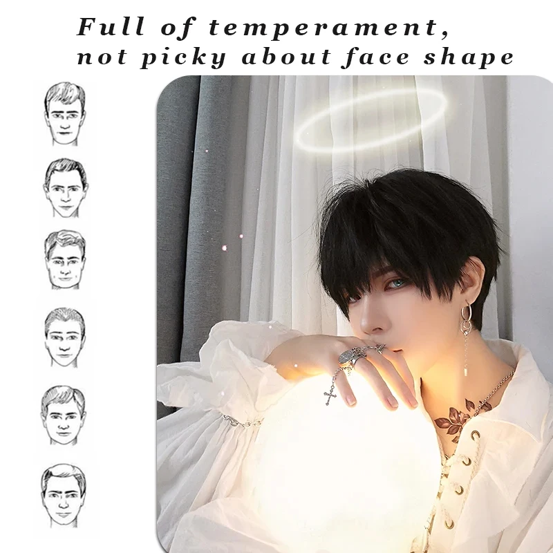 LUPU Short Synthetic Men's Breathable Wig Brown Men Boy Short Straight Cosplay Men Party Black Heat Resistant Synthetic Hair Wig