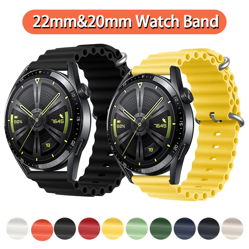 Ocean Sport Silicone Strap Band, 20mm/22mm,
