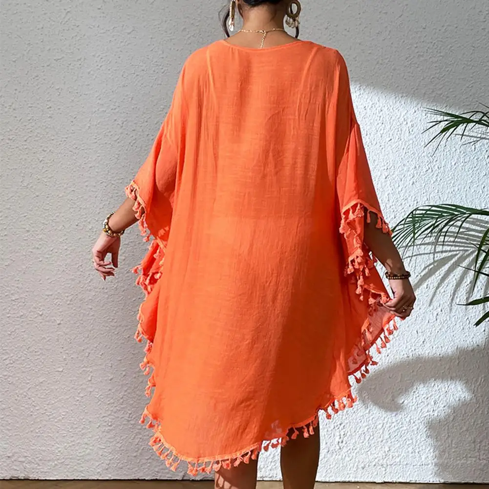 Women Swimsuit Cover Up, F ringed Blouse