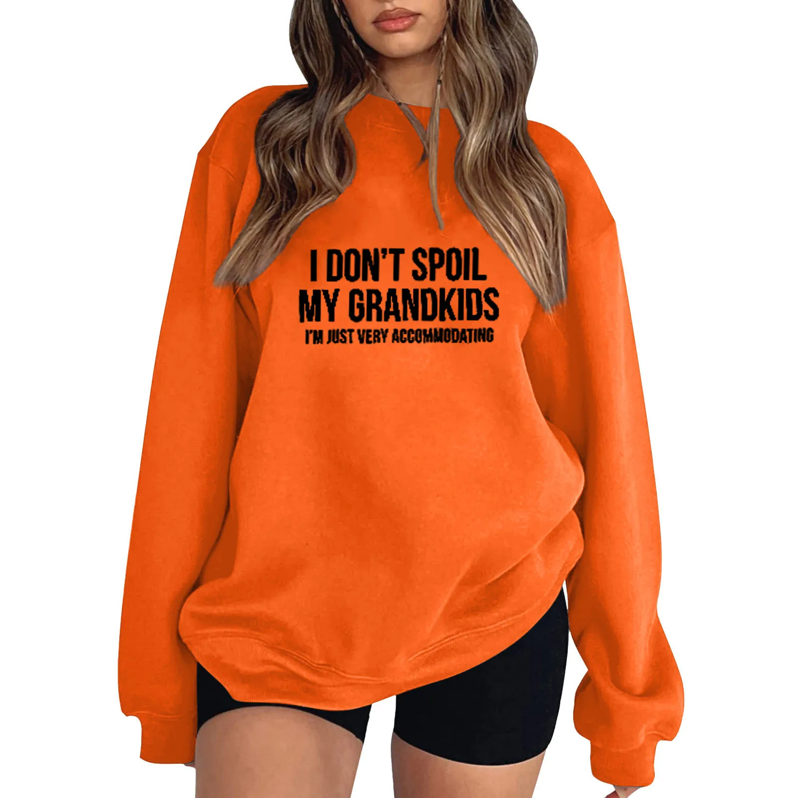 

Women's Sweatshirt Solid Color Fleece Halloween Text Print Long Sleeve Oversized Hoodie Top Graphic Sweatshirts For Women