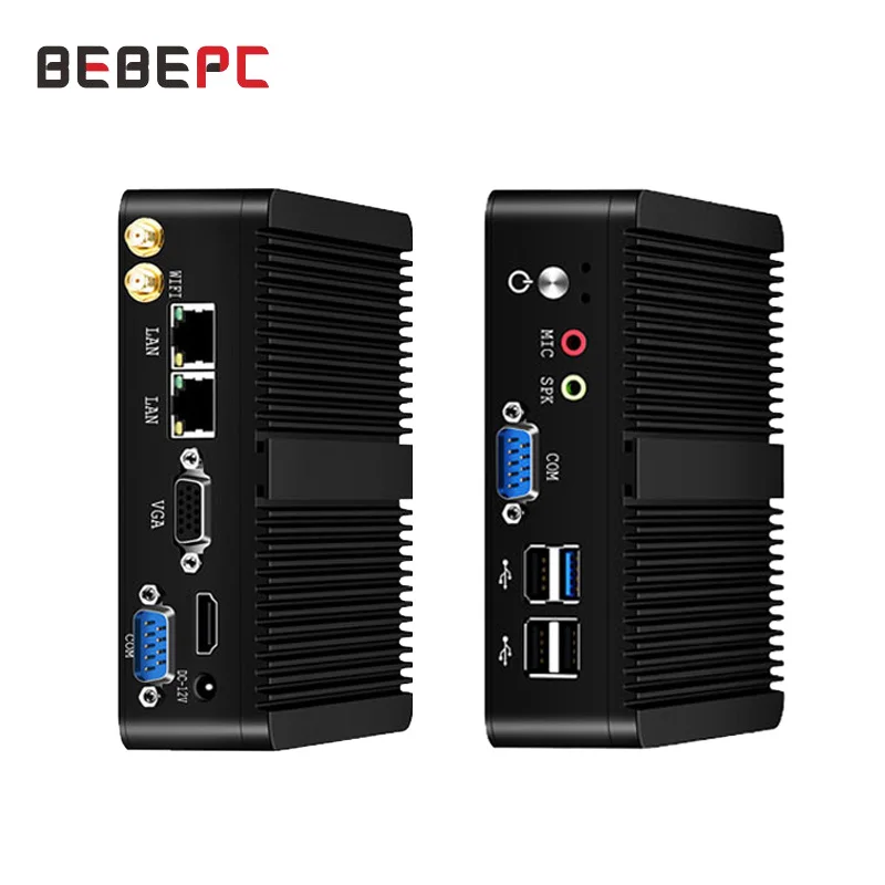 BEBEPC Fanless Mini PC Intel Celeron J6412 J1900 N2830 Dual