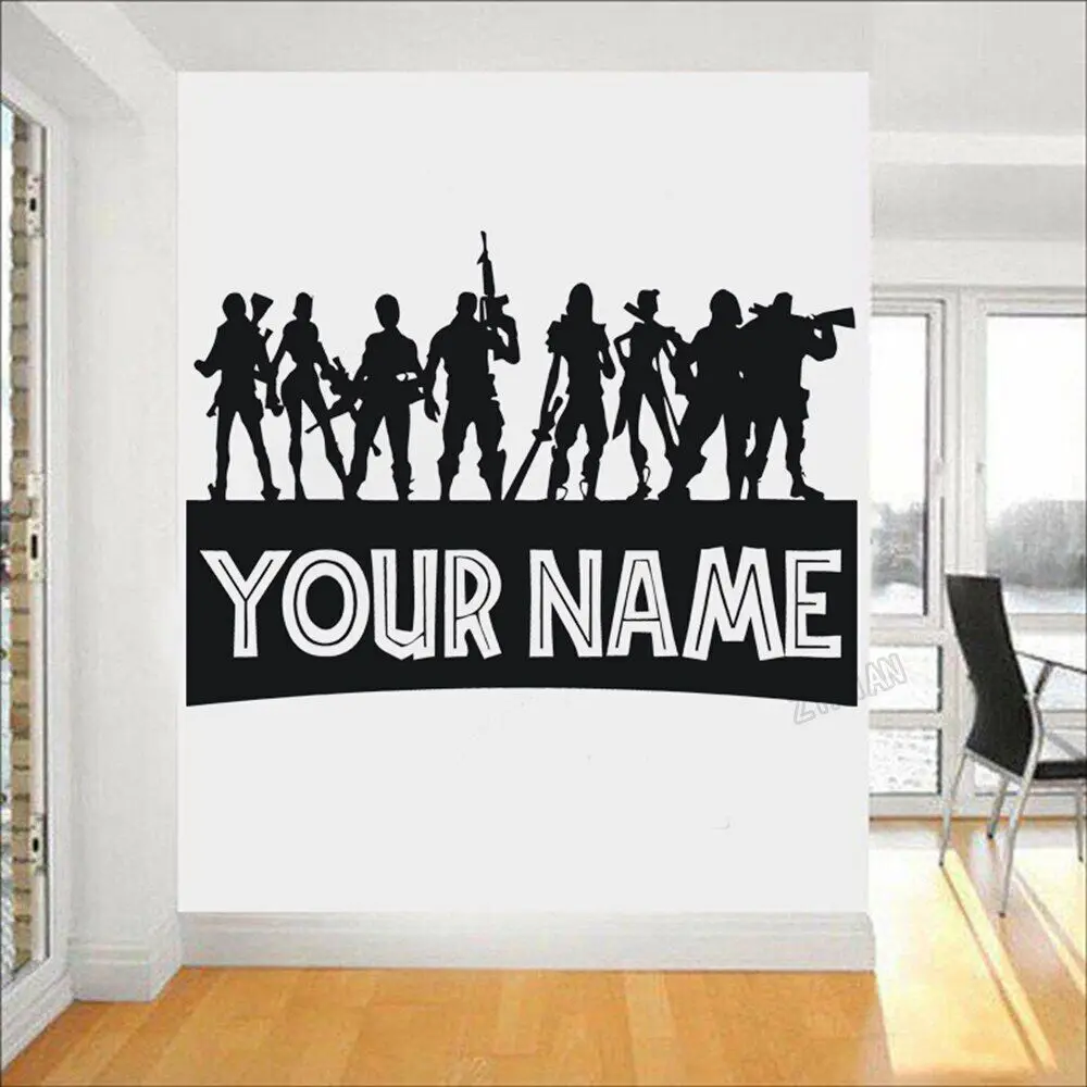 Boys Personalized Name Wall Sticker for Gaming Room PS4 Gamer Wall Decals for Nursery Kids Room Art Pose Decor Vinyl Mural Y040