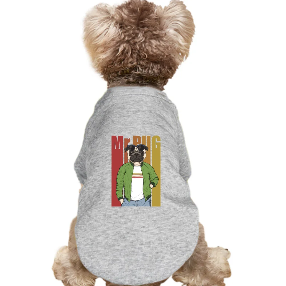 1pc 패셔너블한 프린트 애완동물 반팔, Mr PUG 새로운 소프트 고양이와 강..