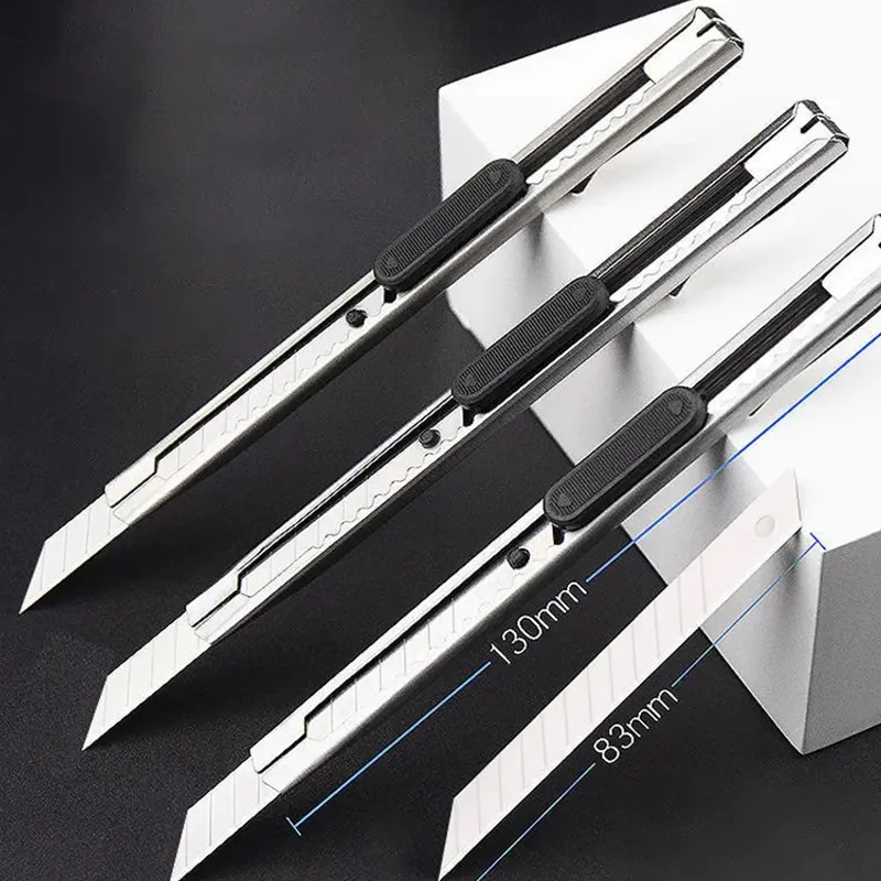 Utility Knife 16pcs Stainless Steel Paper Cut Box Cutter Tools Kit Non-Slip Blades Unboxing Knife Handicraft Carving Tools