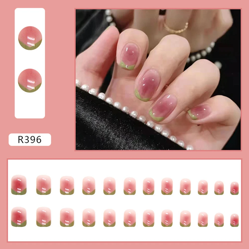

24PCS Halos Staining Press On Nail Sweet Style Wearable Full Cover Long Nails