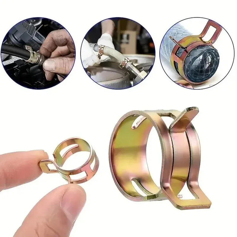Hose Clamps 75Pcs 6-10mm Manganese Steel Spring Driven Hose Clamp Low Pressure Air Clamp Fastener Sorting Kit For Pipes Automobiles
