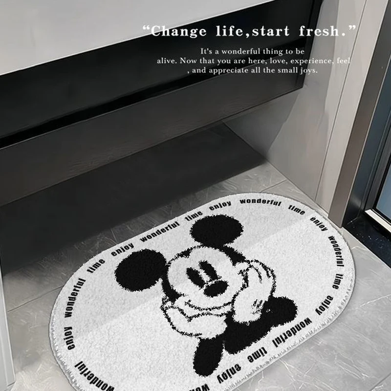 Disney Mickey Mouse Mat Bath Mat Non Slip Cartoon Minnie Mouse Cushion Absorbent Faux Cashmere Carpets Living Room Bathroom
