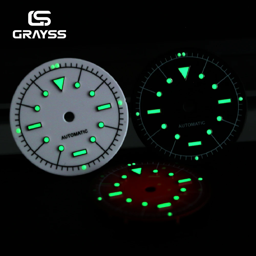 Nologo Wine-Red Enamel Dial with White Markings and C3 Lume for Watch Modification Accessories