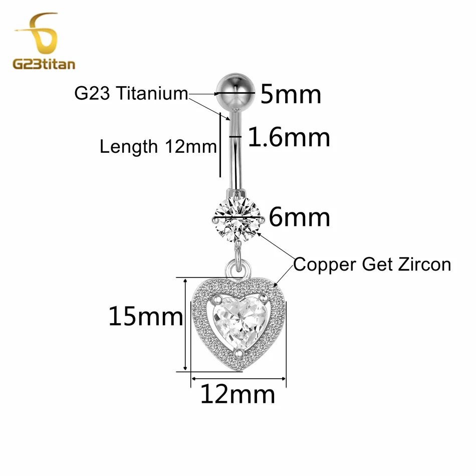 Belly Button Ring Jewelry G23titan Women Fashion Crystal Titanium Navel Bar