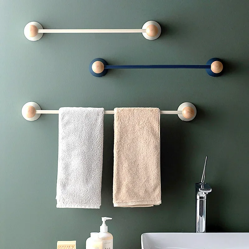 Wood Metal Towel Holder Wall Mounted Storage Rack Self-Adhesive Shoes Slippers Storage Rack Bathroom Organizer