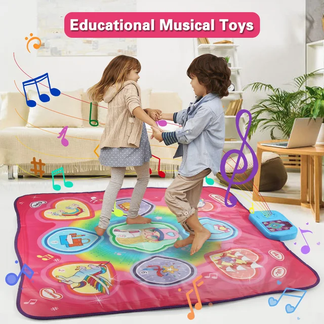 90x90cm Large Elecrtic Dancing Blanket with Lights Baby Play Mat Keyboard with 3 Game Modes Sport Toys Educational Toys for Kids 3