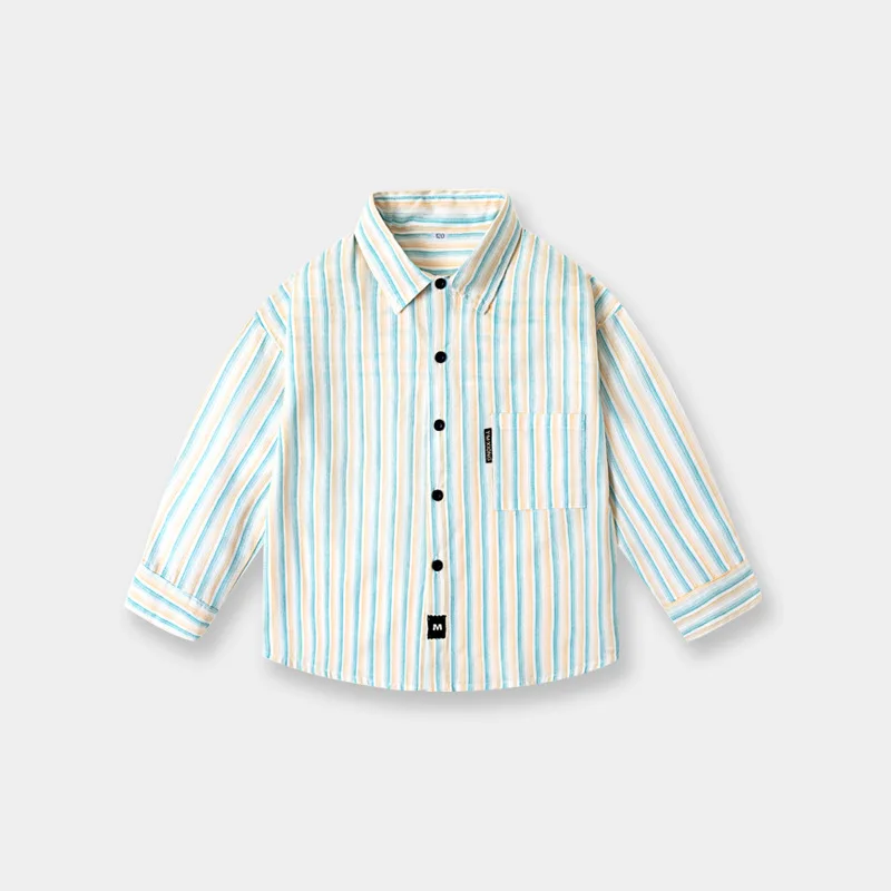 Children's New Spring and Autumn Long-sleeved Shirt Boys Striped Shirts Kids Clothes