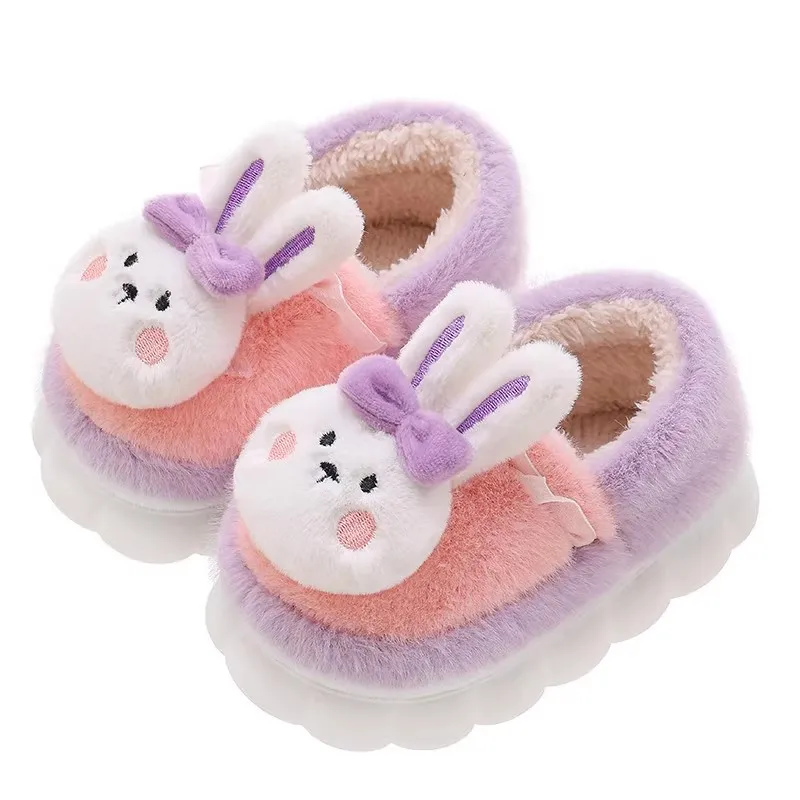 Baby Winter Slippers Children Boys Cute Cartoon Rabbit Slipper Kids Indoor Fur Warm Shoes Child Home Floor Shoes for Girls