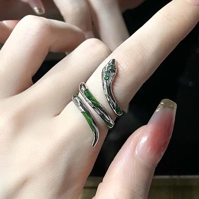 Vintage Dark Dragon Silver Punk Fashion Ring - Gothic Animal Jewelry