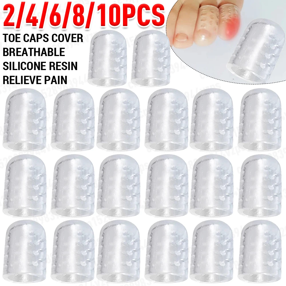 Toe Protection for Men Women Relief Pain Silicon Resin Toe Caps Cover Transparent Sweatproof Wear-Resistant Protectors 2-10Pcs