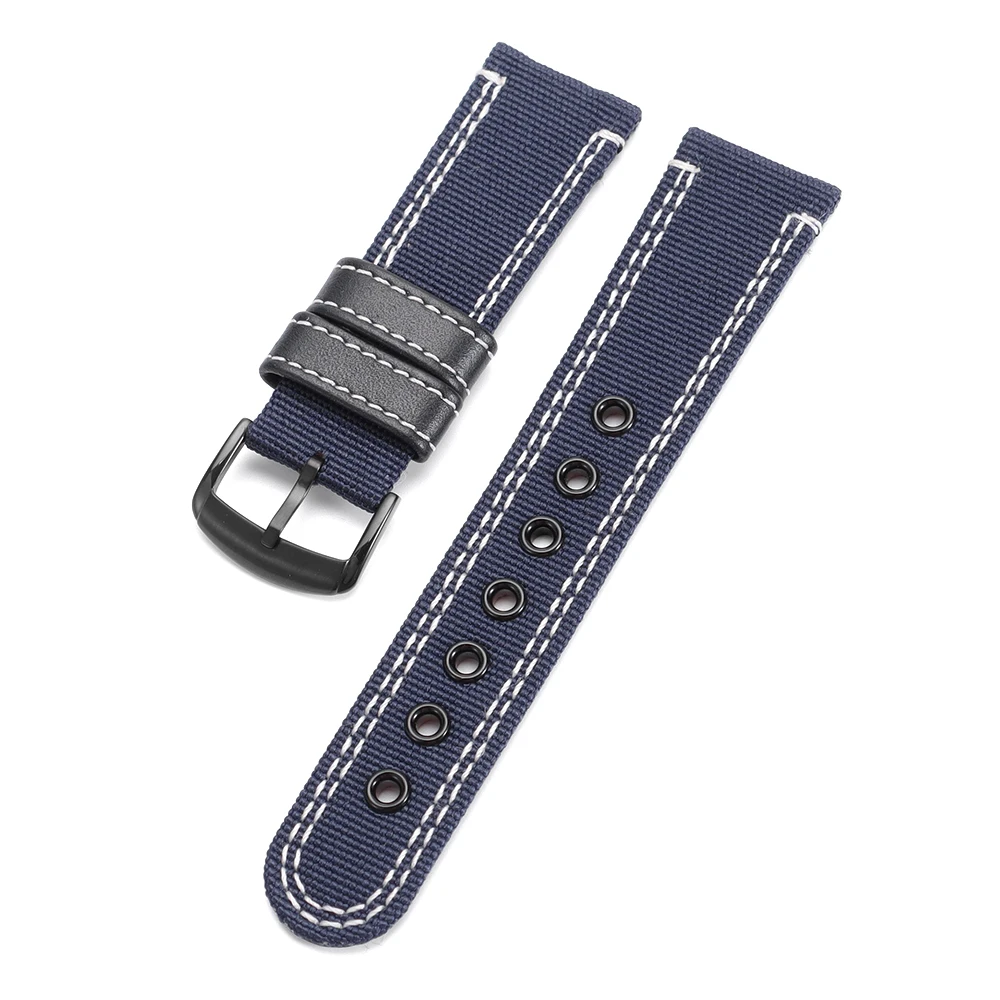 Enhanced Nylon-Coated Canvas and Leather Watch Band
