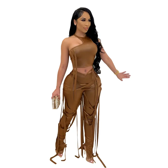 Naomi Drawstring Lace Up Slit Legging Set 8