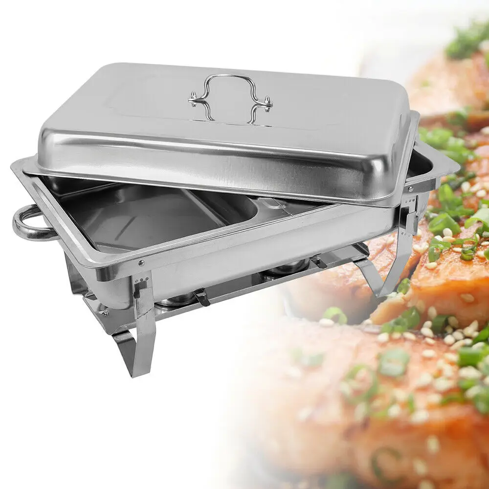 Stainless Steel Professional Chafing Dish Food Warmer 7.5L 2 Pans Warming Container Set for Party Buffet Cater Food Warmer Fuel