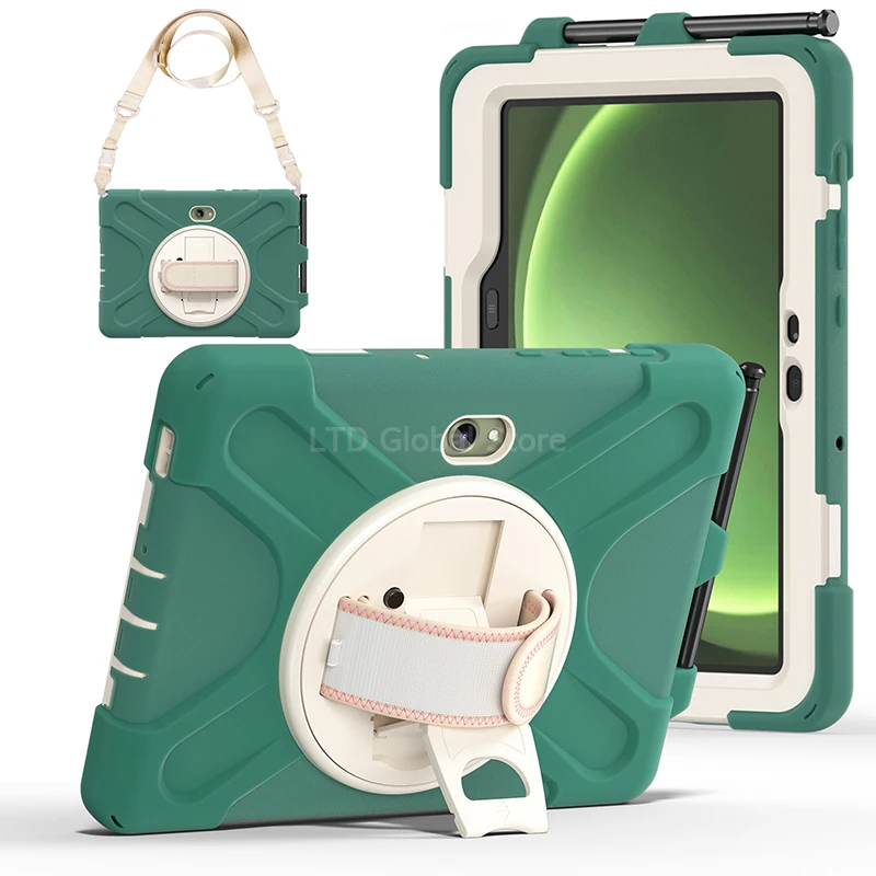 Durable 360° Rotatable Tablet Case with Kickstand & Hand Strap