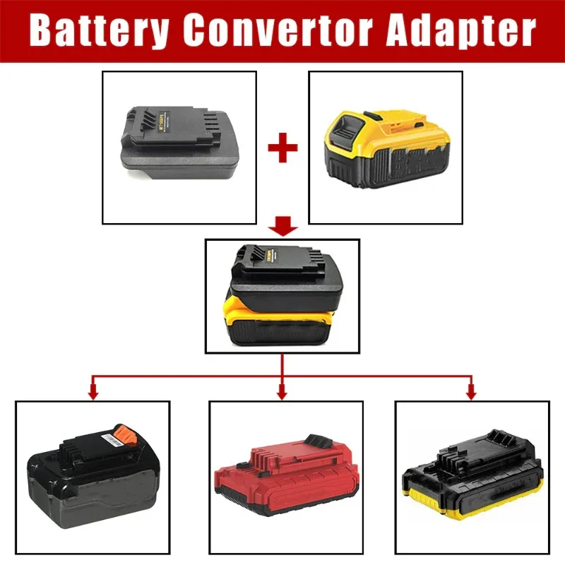 Adaptador de bateria para Dewalt, DCB 18/20V, Conversor para Black & Decker Porter Cable Stanley 20V Max Battery Tool Converter