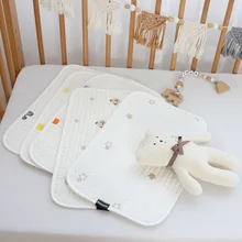 

Newborn Baby Pillow Towel Pure Cotton Cute Cartoon Embroidered Little Bear Towel Baby Sleep Anti Vomiting Milk Pillow Towels