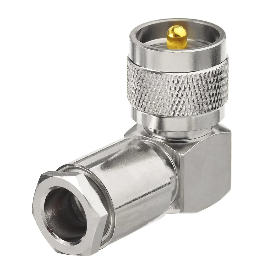 

Superbat UHF Male PL259 Right Angle Clamp RF Coaxial Connector for Cable LMR400 RG8 RG213 RG214