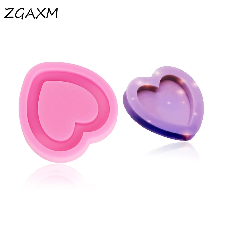 

LM 841-Shiny Heart shaped The inside 5 mm DIY jewelry Resin Polymer Clay Mold Shaker Silicone Mold Cake Fondant Silicone Mold