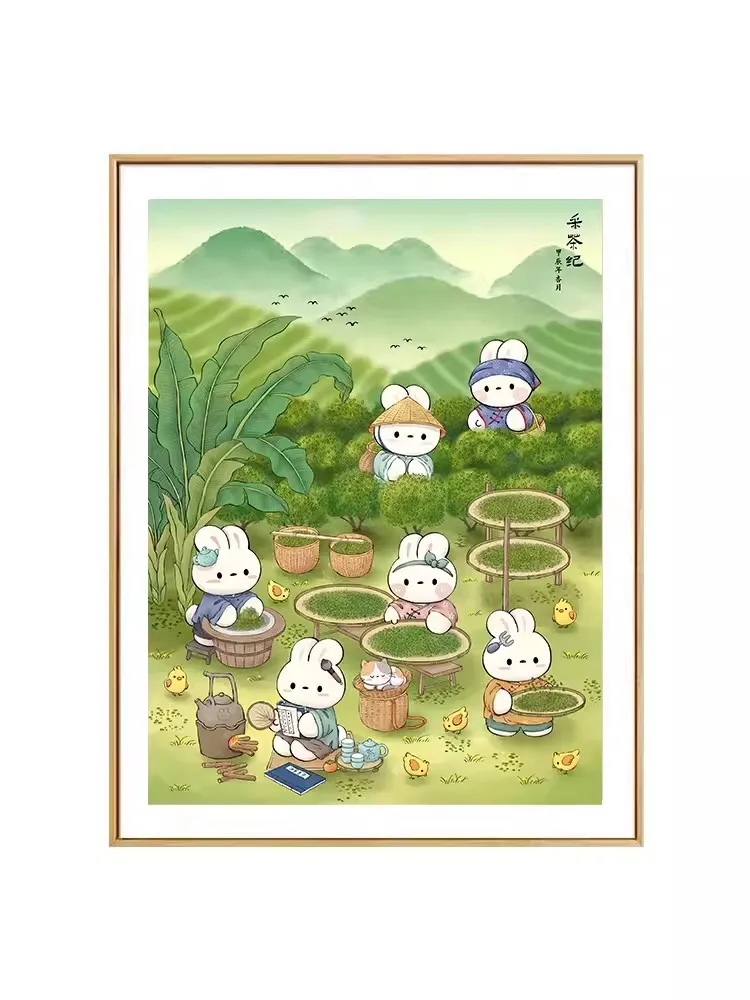 

Набор для вышивки чайными кроликами, Набор для вышивки крестиком 11CT, полный набор для вышивки, подарок для вышивки крестиком с принтом, домашний декор для стен, Новинка