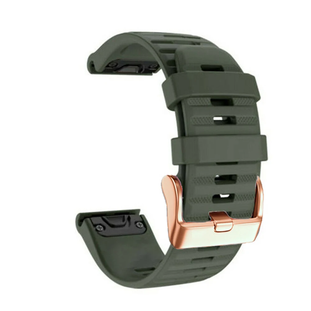 Rose Gold Buckle 20mm Silicone Smartwatch Strap - Quick Release Bracelet Wristband