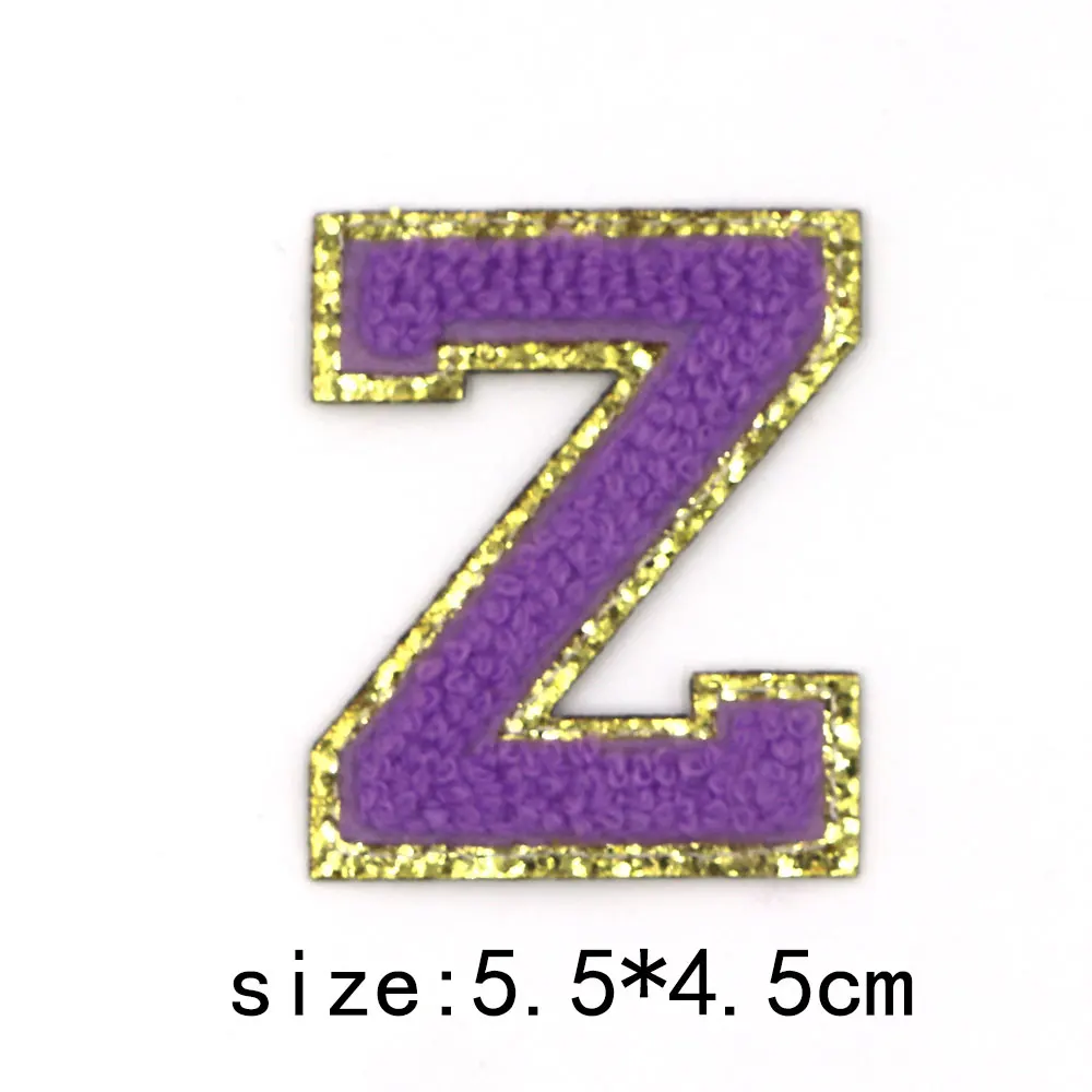 1PC 5,5 CM Lila Chenille Stickerei Brief Eisen auf Alphabet Buchstaben Patch Für Kleidung T-Shirt Name Logo Diy patch Abzeichen – Detail 29