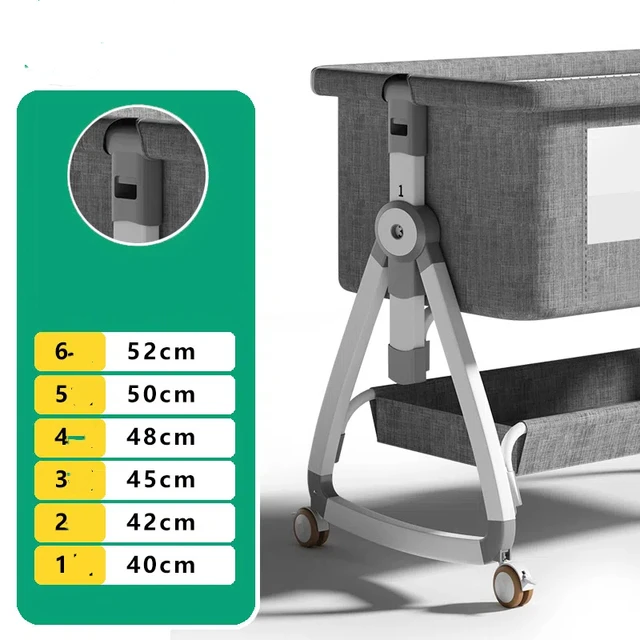 6-in-1 Convertible Baby Bed - Portable Foldable Crib with Detachable Changing Table, Rocking Bassinet & Travel Carry Bag 2