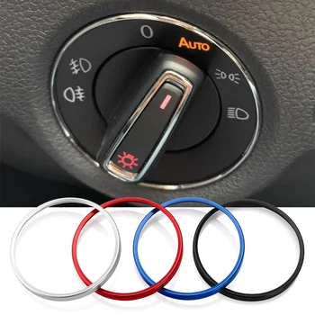 Aluminum Car Interior Headlight Switch Decoration Trim Ring Sticker For VW Golf MK4 for Passat B5 Polo 1