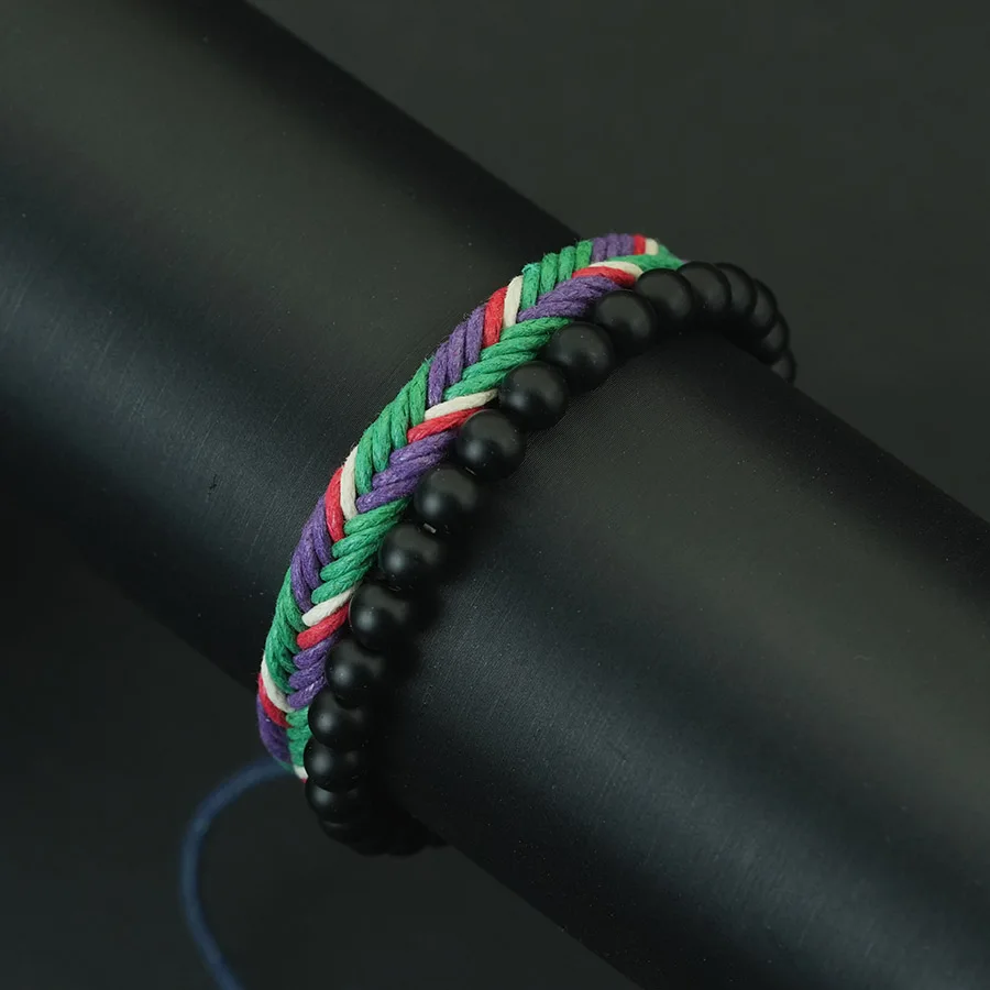 Handmade Braided String Charm Bracelet Set for Men