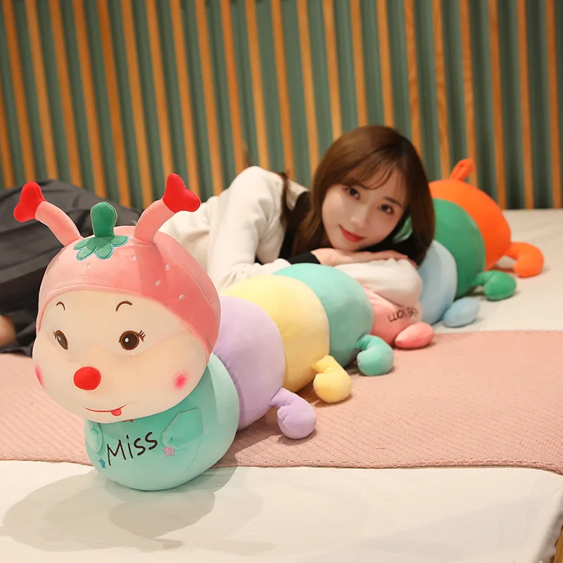 1pc 160CM Giant Cartoon Caterpillar Plush Toy Stuffed Worm Doll Colorful Long Cognitive Soft