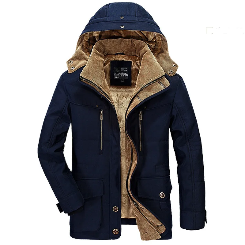 Good Quality Male Fit Winter Coats Multi-pocket Cargo Jackets Men Long Winter Coats Down Jackets Hooded Casual Warm Parkas 7XL